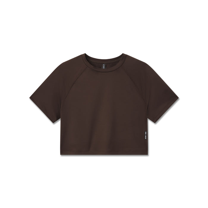 flatlay AeroSilver Cropped Tee in Dark Earth, front view