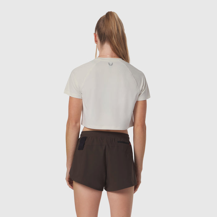 AeroSilver® Cropped Tee in ivory cream worn by model, back view