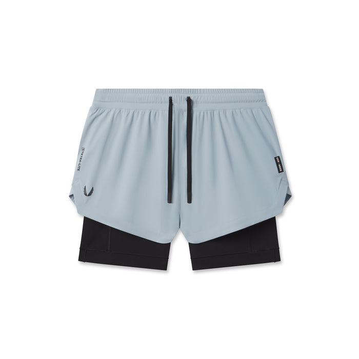 flatlay Tetra-Lite Liner Short in light sky blue and black, top view