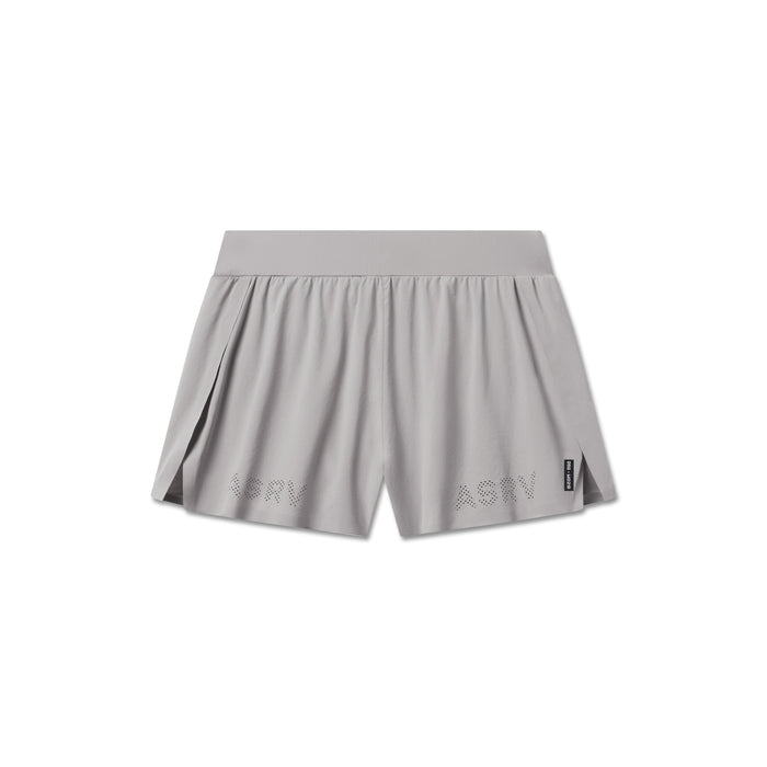 flatlay Aerotex Side Split Run Short in Slate Grey, front view