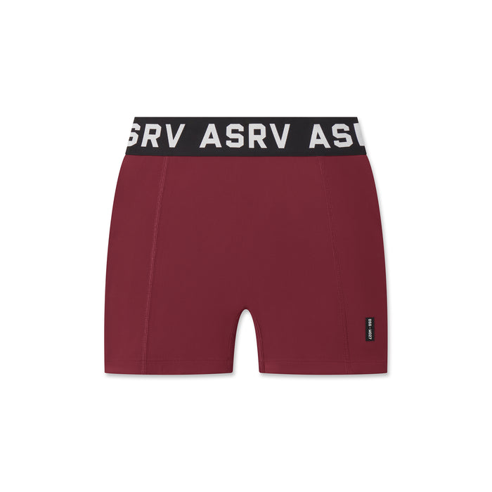 flatlay LYCRA® Ribbed Short in crimson, front view
