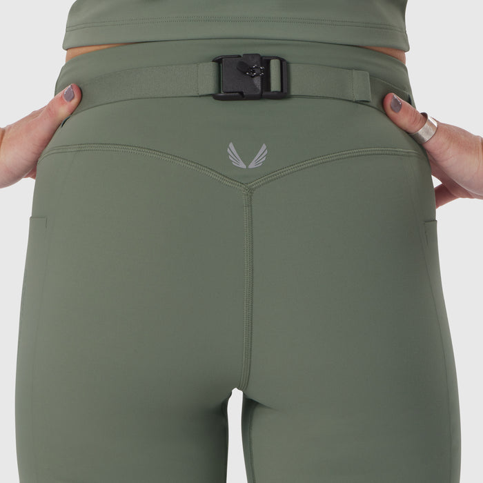 LYCRA® 3-in-1 Biker Short in sage, model wearing with hands on hips