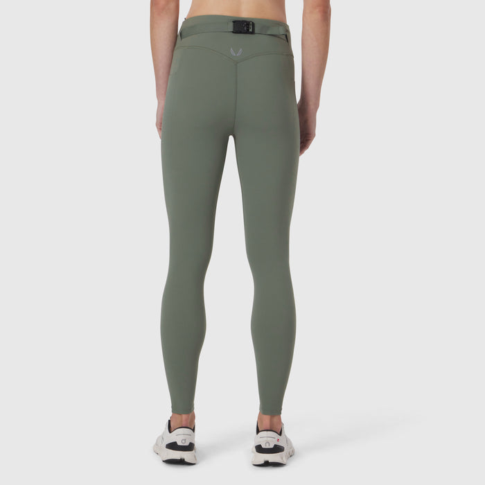 W030 LYCRA® 3-in-1 Legging in sage, rear view on model