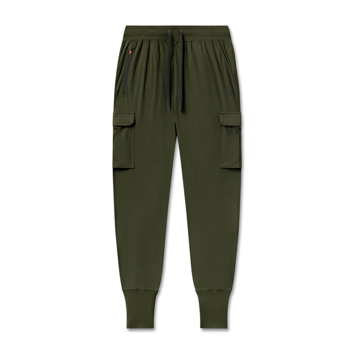 flatlay Tetra-Lite Cargo High Rib Jogger in olive, front view