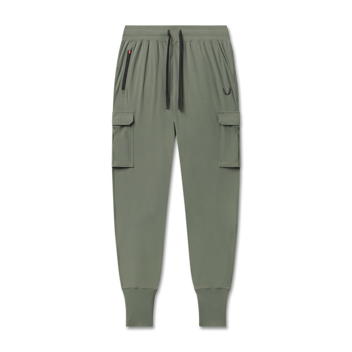 flatlay Tetra-Lite Cargo High Rib Jogger in sage, front view