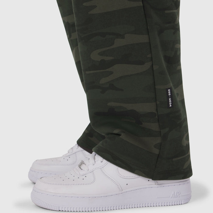 W034 Sorona® Terry Straight Leg Sweats in Dark Camo, worn with white sneakers