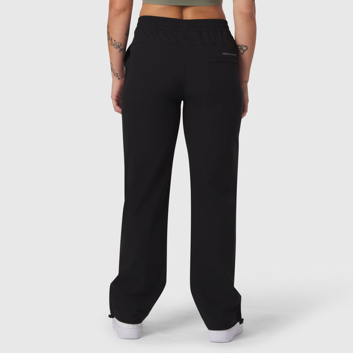 Black Ripstop Relaxed Track Pant worn by model, back view