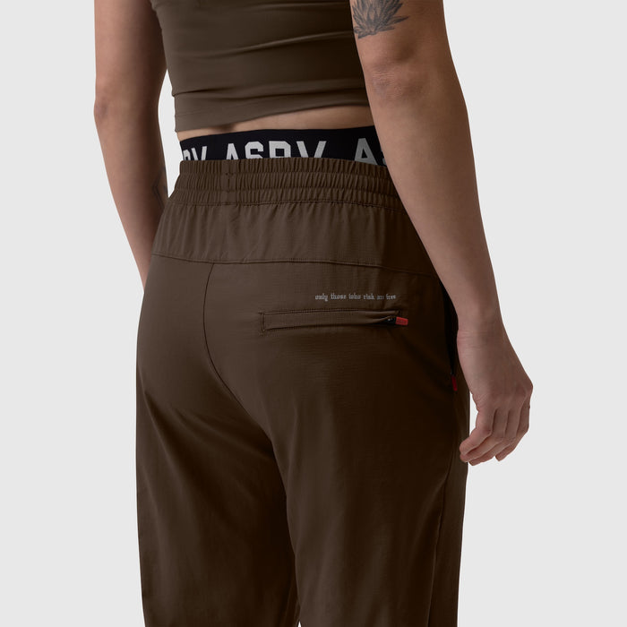 W036 Ripstop Relaxed Track Pant in Dark Earth, worn by model, back view
