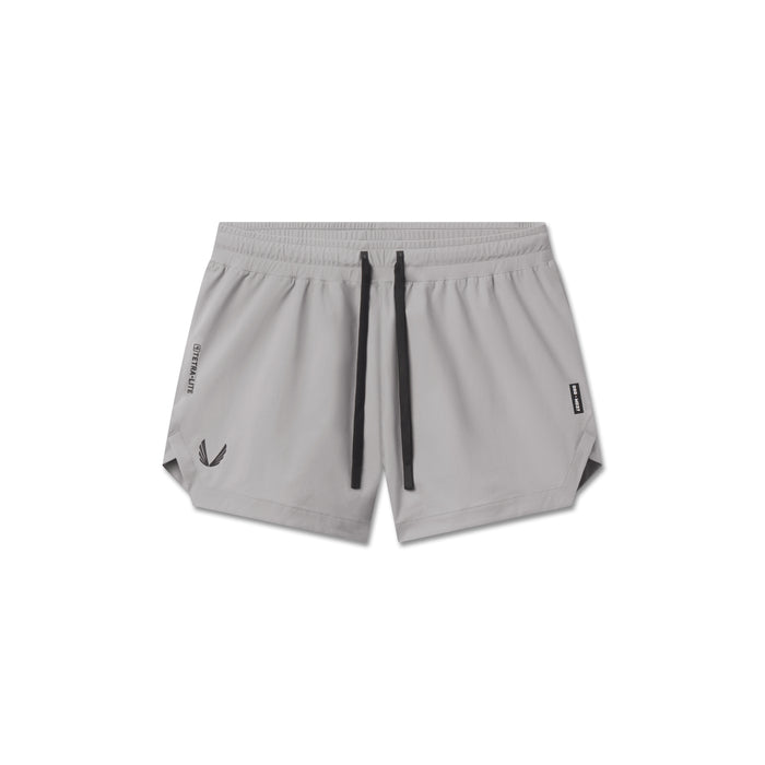 Flatlay of Tetra-Lite Linerless Short in slate grey, front view