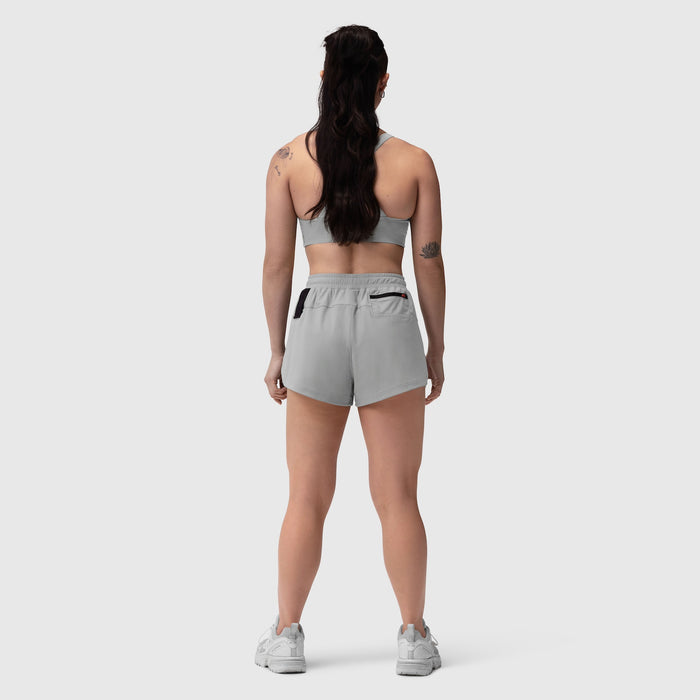 Tetra-Lite Linerless Short in Slate Grey, back view on model
