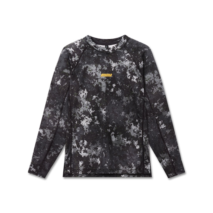 Flatlay of W052 Polartec® Delta Longsleeve in black pixel camo, front view