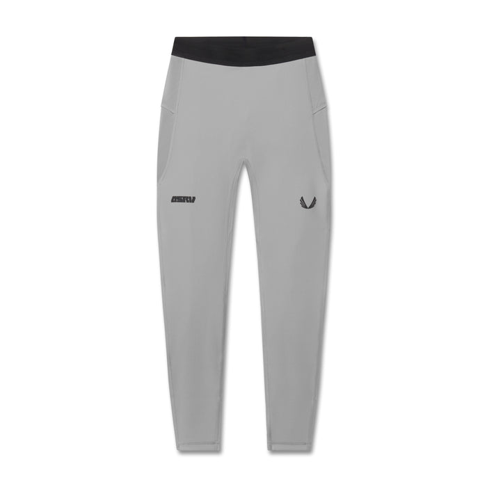 flatlay Lycra® Ribbed Running Tight in slate grey, front view