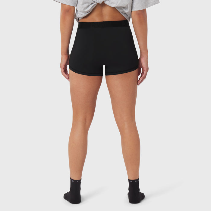Black LYCRA® ADAPTIV Briefs worn by model, back view