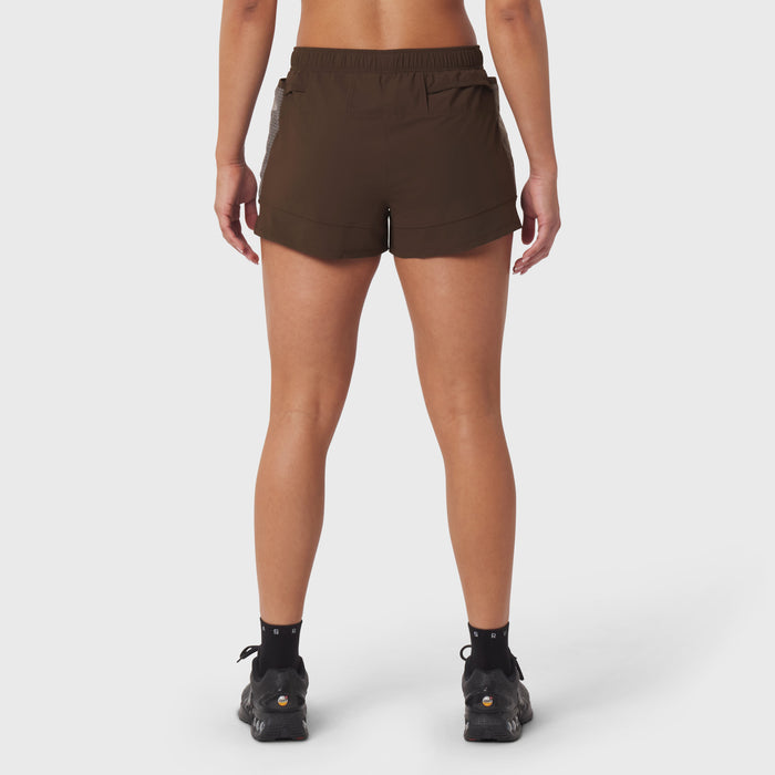 Tetra-Lite Adventure Short in Dark Earth, back view on model