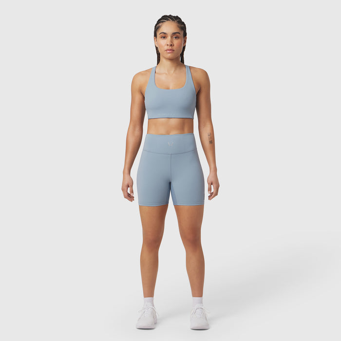LYCRA® ADAPTIV Biker Short in Light Sky, model front view