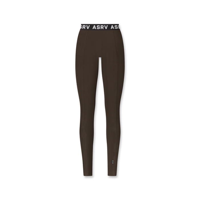 flatlay LYCRA® Ribbed Legging in Dark Earth, full length front view