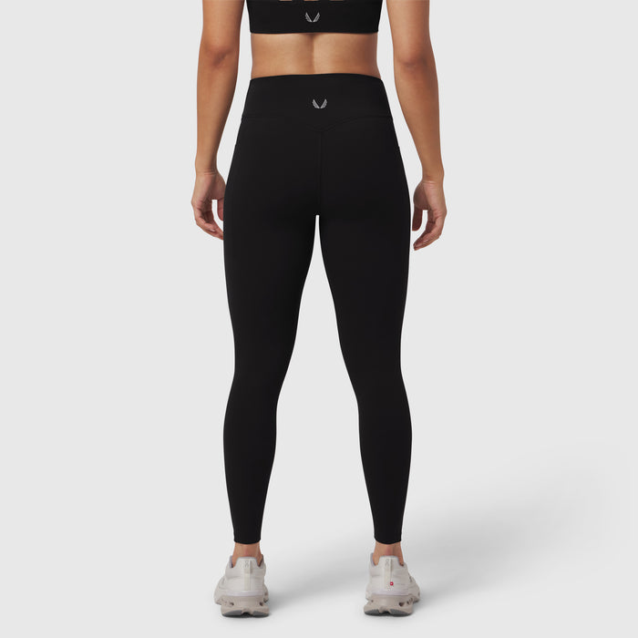 Black LYCRA® ADAPTIV 4 Pocket Legging worn by model, back view