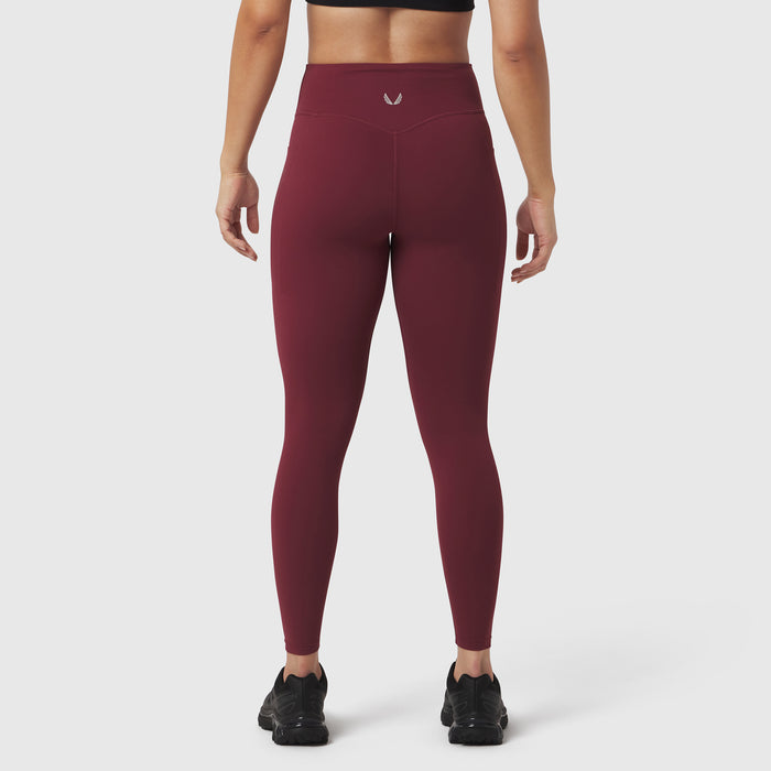 Crimson Lycra Adaptiv 4 Pocket Legging worn by model, rear view