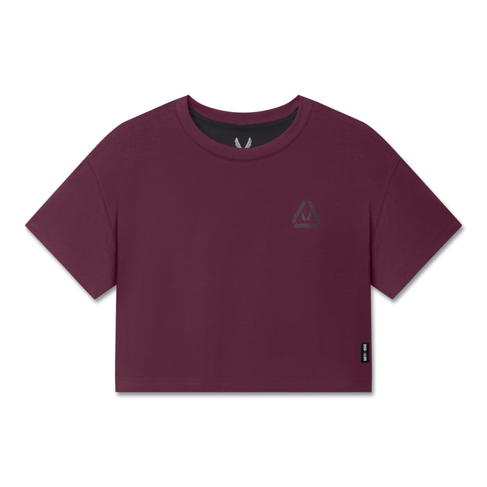 Flatlay SUPIMA® Ice-Skin™ Reversible Crop Tee in Merlot, front view