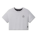 Flatlay W082 Supima Ice-Skin Reversible Crop Tee in slate grey, front view