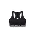 Flatlay LYCRA® ADAPTIV Racerback Sports Bra in black, front view