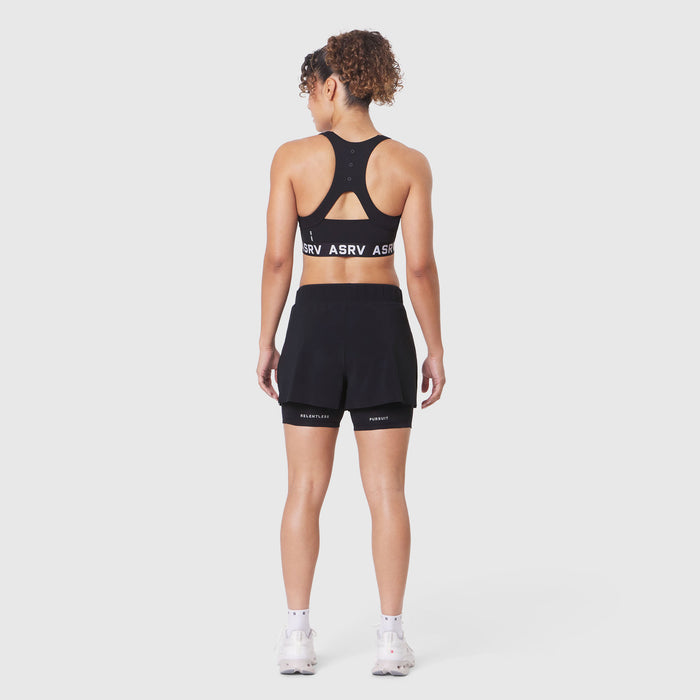 W083 LYCRA® ADAPTIV Racerback Sports Bra in black, back view on model