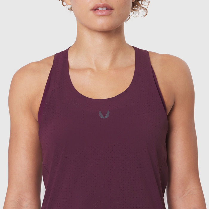 Aerotex™ Perforated Run Tank in Merlot, front view on model