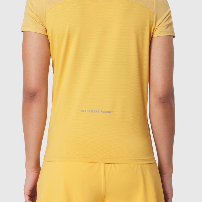 AEROSILVER® UPF50+ Run Tee in Amber, back view on model