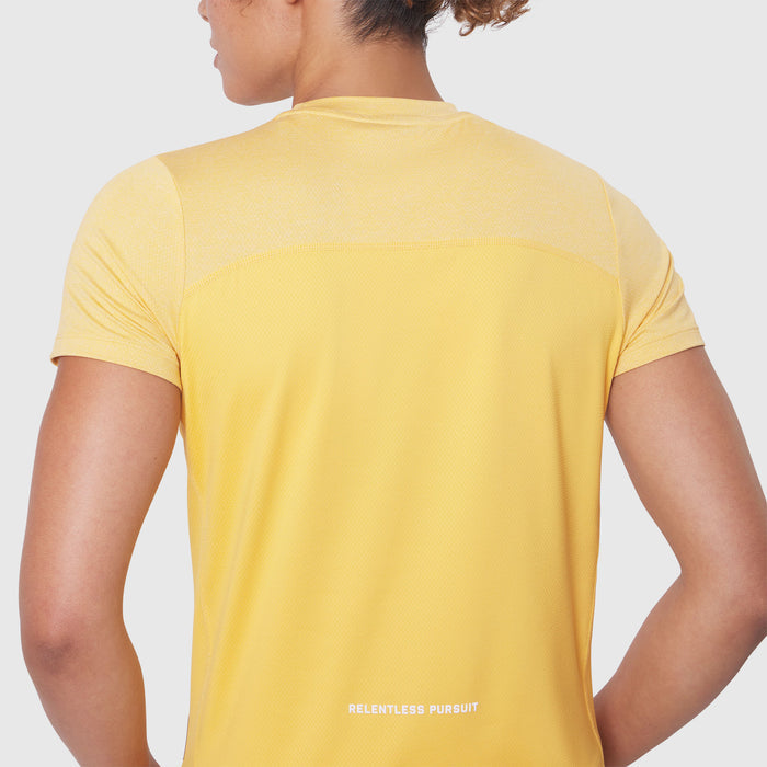 AEROSILVER® UPF50+ Run Tee in Amber, back view on model