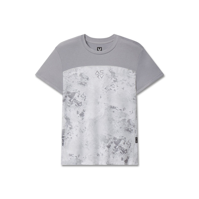 Flatlay W086 AEROSILVER® UPF50+ Run Tee in Sedona Snow Camo, front view
