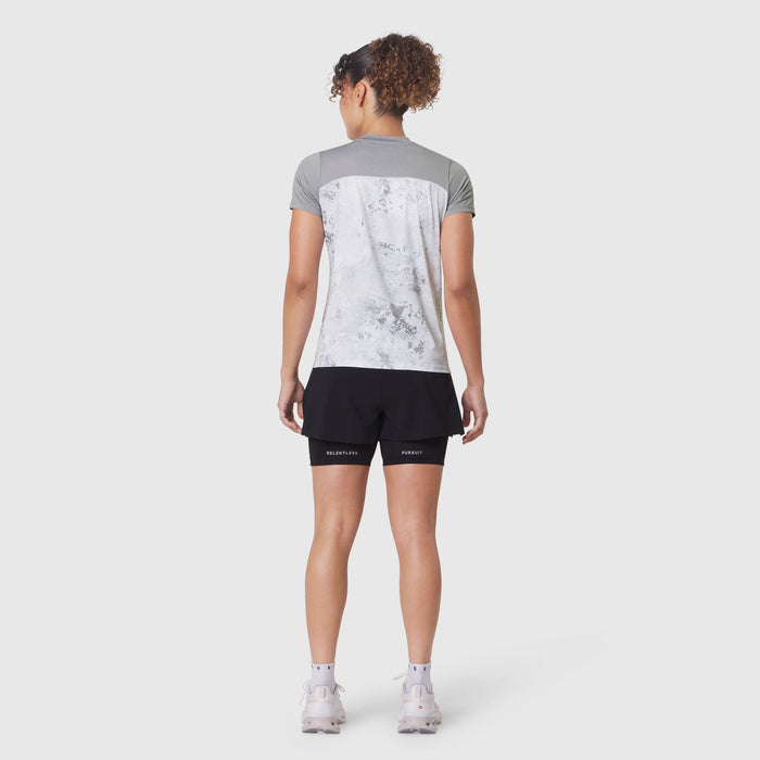 W086 AEROSILVER® UPF50+ Run Tee in Sedona Snow Camo, back view on model