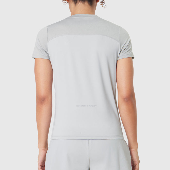 AEROSILVER® UPF50+ Run Tee in Slate Grey, back view on model