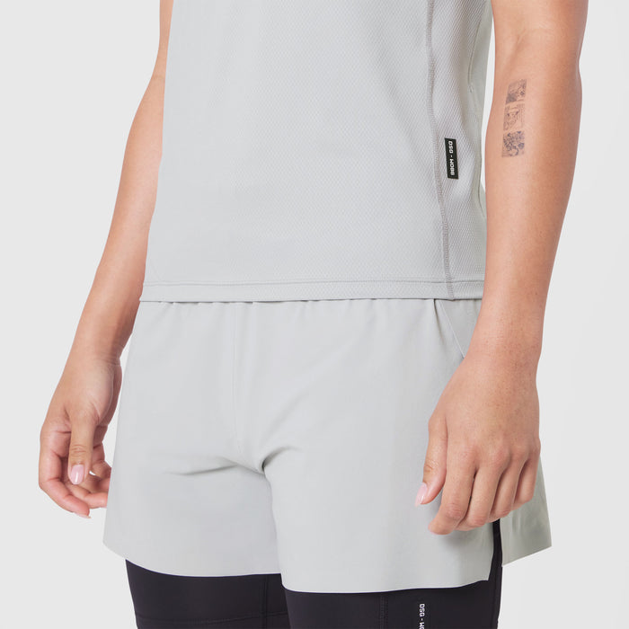 AEROSILVER® UPF50+ Run Tee in Slate Grey, worn by model, front view