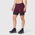 W087 Aerotex™ Side Split Liner Short in Merlot, front view on model