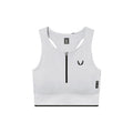 Flatlay W097 LYCRA® ADAPTIV Seamless Zip Bra in white, front view