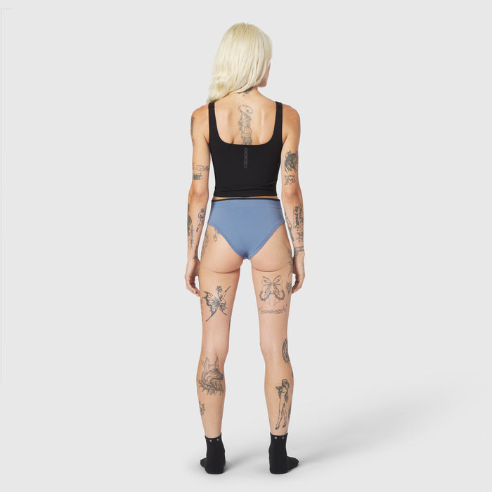 W098 LYCRA® ADAPTIV Seamless Underwear in Slate Blue, back view on model