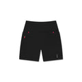 Flatlay W099 LYCRA® ADAPTIV Hybrid Bike Short in black, front view