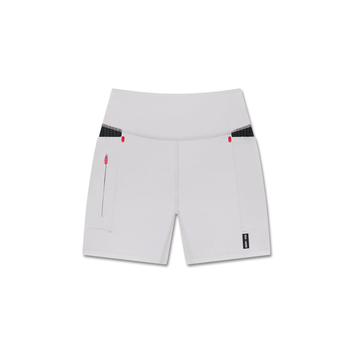 Flatlay W099 LYCRA® ADAPTIV Hybrid Bike Short in Slate Grey, front view