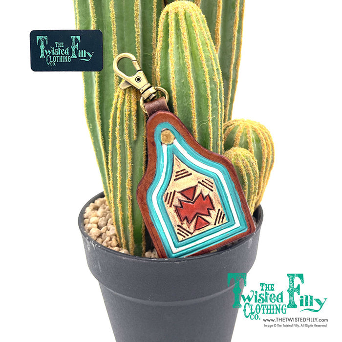 Western Hand Tooled Genuine Leather Key Chain - Assorted Designs