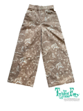 Brown denim pants with white western things graphic