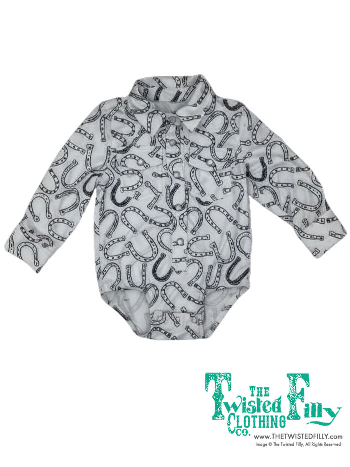 White Horseshoe - Infant - Pearl Snap LS One Piece