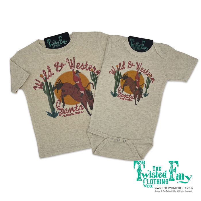 Wild & Western Santa - S/S Infant One Piece - Oatmeal