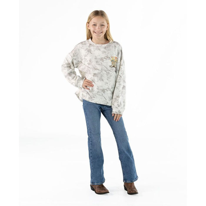 Youth Floral Cowboy Boots Crewneck Sweatshirt