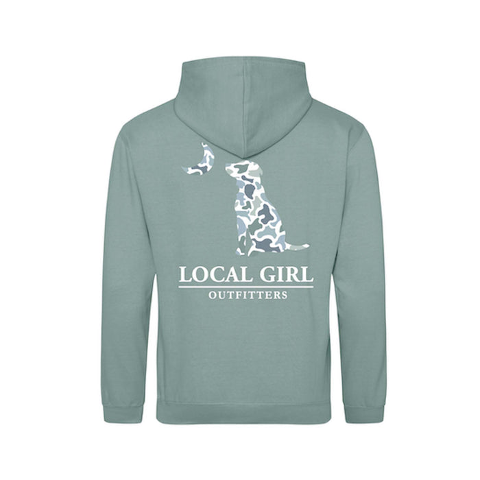 Youth Localflage Coast Dog and Moon Hoodie in Dusty Green