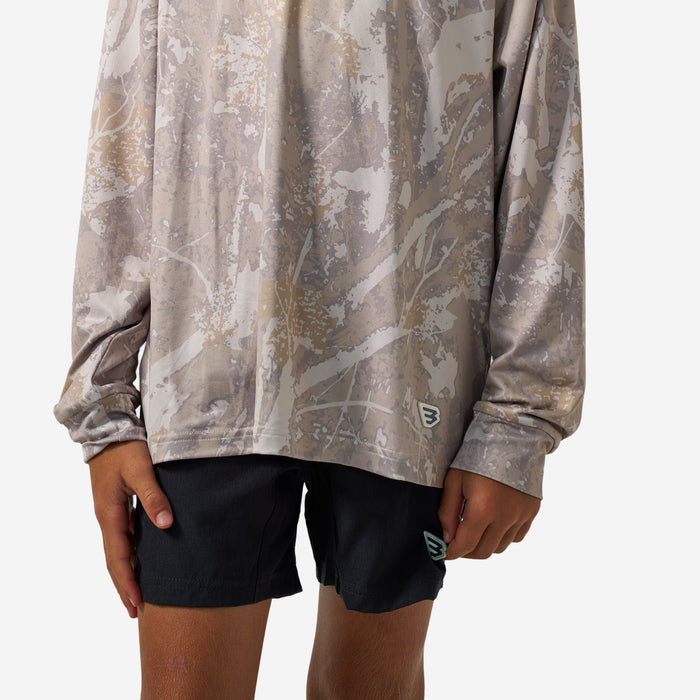 Youth Long Sleeve Performance Hoodie in Drifter Camo