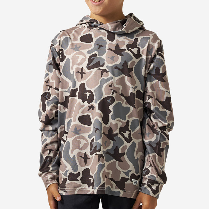 Youth Long Sleeve Performance Hoodie in Mallard Mayhem Camo