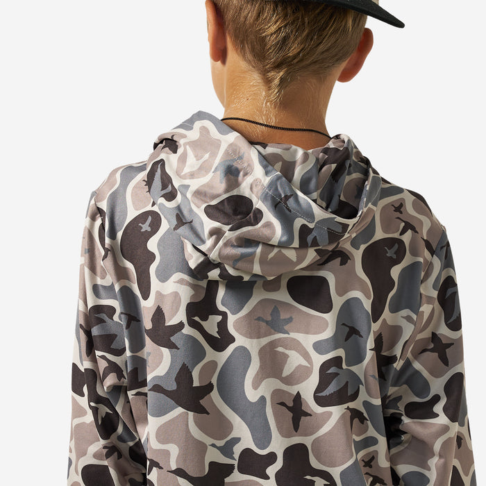 Youth Long Sleeve Performance Hoodie in Mallard Mayhem Camo