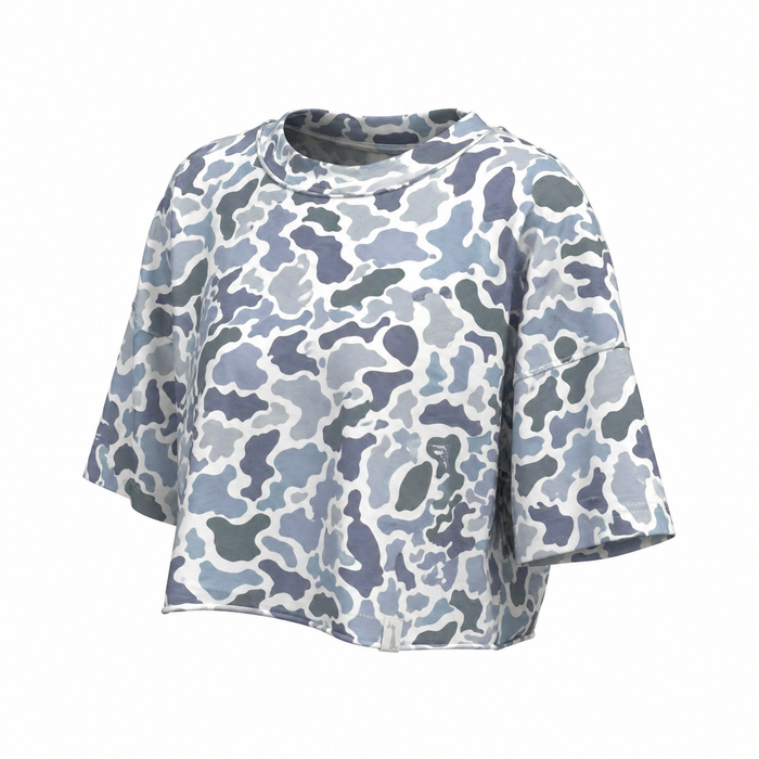 Youth Short Sleeve Boxy Crop Athletic Top in Localflage Coast