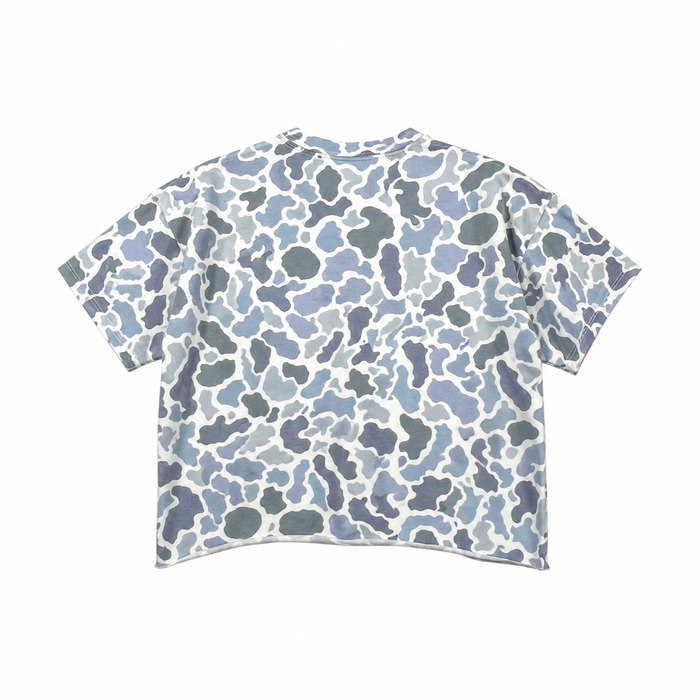 Youth Short Sleeve Boxy Crop Athletic Top in Localflage Coast